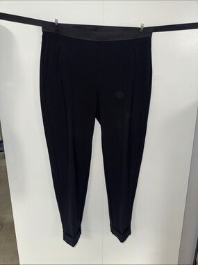 LOFT Black Ankle Ponte Pants with Cuffed Hem